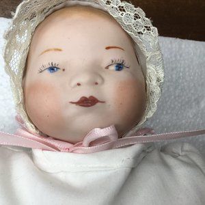 Vintage Handmade Baby Doll Porcelain Head and Hands Cloth Body
